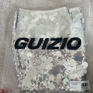 NEW WITH TAGS Danielle Guizio Low Rise Paillette Skirt in Silver